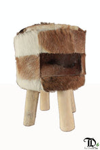 Load image into Gallery viewer, Goat-hide Patchwork Stool
