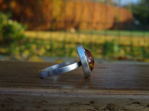 Handmade Amber Ring in Sterling Silver