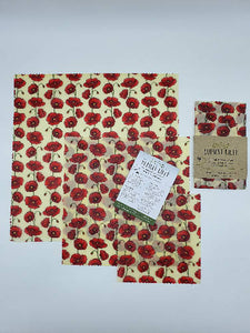 Bumble Wrap Beeswax wrap Assorted Kitchen Pack - POPPIES