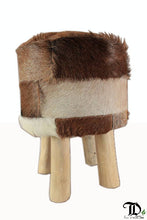 Load image into Gallery viewer, Goat-hide Patchwork Stool
