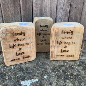 Family - Reclaimed wood tealight holder