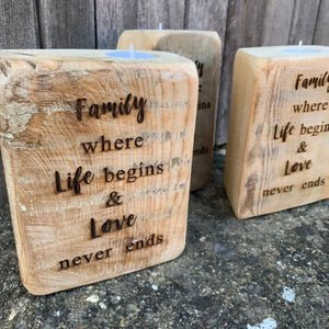 Family - Reclaimed wood tealight holder