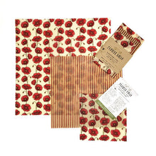 Load image into Gallery viewer, Bumble Wrap Beeswax wrap Assorted Kitchen Pack - POPPIES
