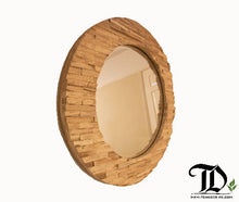 Load image into Gallery viewer, 3D Effect Round Mirror - Teak Wood - One off
