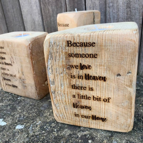 Heaven quote - Reclaimed timber candle holder