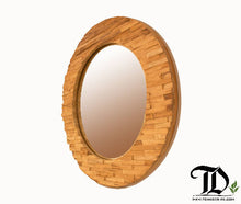 Load image into Gallery viewer, 3D Effect Round Mirror - Teak Wood - One off
