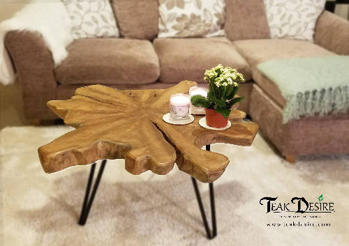 Teak Root Slab Coffee Table - Reclaimed Wood