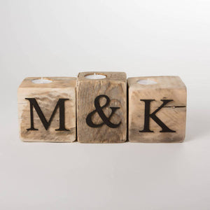 Initials - Upcycled Wooden Pallet Blocks, Tea Light Holders