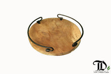 Load image into Gallery viewer, Round Solid Wood Tray with Metal Handle - Exclusive Design
