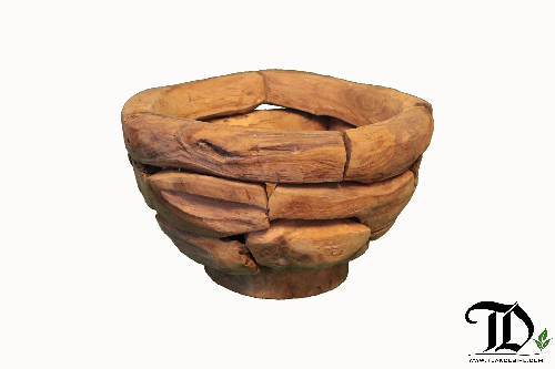 Teak Root Wood Planter Bowl