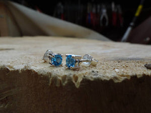 Swiss Blue Topaz Silver Stud Earrings