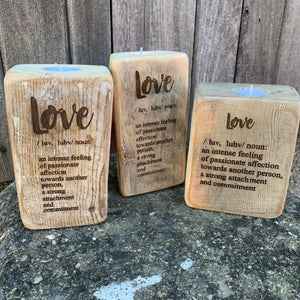 Love Definition - Reclaimed wood tealight holder