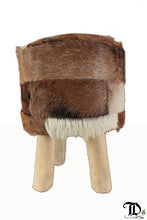 Load image into Gallery viewer, Goat-hide Patchwork Stool
