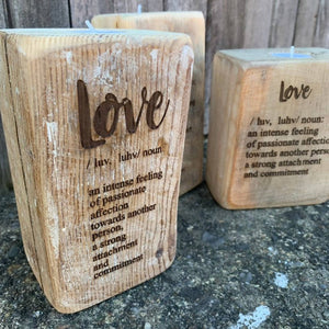 Love Definition - Reclaimed wood tealight holder