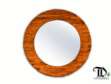 Load image into Gallery viewer, 3D Effect Round Mirror - Teak Wood - One off
