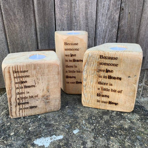 Heaven quote - Reclaimed timber candle holder